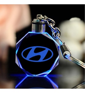 Hyundai Logolu 2d Patlatma Kristal Led Işıklı Anahtarlık, Araba Anahtarlığı