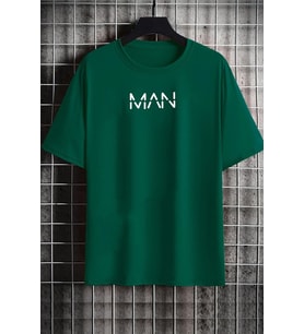 Unisex MAN Baskılı T-shirt (Yeşil)