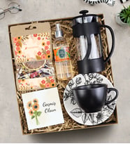 Kış Çayı & French Press & Fincan & Kolonya Geçmiş Olsun Hediye Seti
