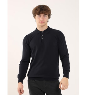 Lacivert Erkek Slim Fit Düz Klasik Polo Yaka Triko