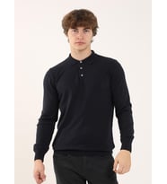 Lacivert Erkek Slim Fit Düz Klasik Polo Yaka Triko