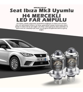 Seat Ibıza mk3 Uyumlu Mercek Led Xenon Uzun - Kısa Çift Renk Şimşek Etkili