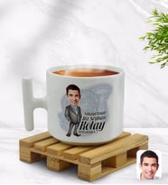 BK Gift Kişiye Özel Erkek Nihayetinde Karikatürlü T Kulplu Beyaz Middle Kupa Bardak-1
