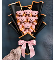 Led Işıklı Peluş Ayıcık Buketi Büyük Boy 6 Adet Kokulu Peluş Ayıcık