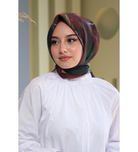 Afvente Soyut Desen Bordo Pamuk Eşarp (20)