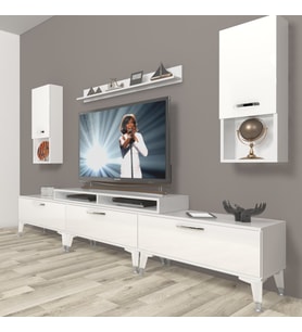Decoraktiv Ekoflex 270DA Slm Silver Tv Ünitesi Tv Sehpası - Parlak Beyaz