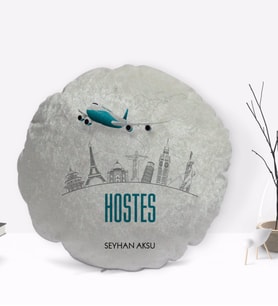 BK Gift Kişiye Özel İsimli Hostes Tasarımlı Dekoratif Kırlent Yastık-1