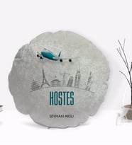 BK Gift Kişiye Özel İsimli Hostes Tasarımlı Dekoratif Kırlent Yastık-1