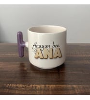 Anayım Ben Ana Baskılı Mor Kulplu T Kupa