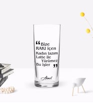 BK Gift Kişiye Özel Renkli Baskılı Bize Rakı İçen Tasarımlı Rakı Bardağı-1 (Beyaz)