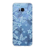 Samsung Galaxy S8 Plus Kapak Floral Mavi Tasarımlı Şeffaf Silikon Kılıf