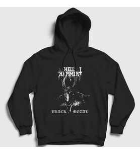 Presmono Unisex Siyah Metal Hellhammer Kapüşonlu Sweatshirt 384488tt