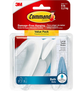 Komut BATH17 3ES b y k el havlusu kanca, Value Pack, 3-kanca, 3-Large izgili su ge irmez, BATH17-3ES