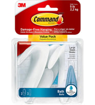 Komut BATH17 3ES b y k el havlusu kanca, Value Pack, 3-kanca, 3-Large izgili su ge irmez, BATH17-3ES