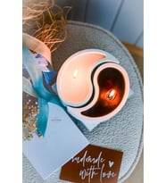 Dişil eril Enerji Yinyang Doğal Soya Wax Mum Vanilya Amber Kokulu Dekoratif Hediyelik (Mavi)