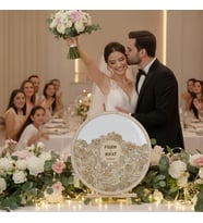 DÜĞÜN-NİŞAN BEYAZ PLEKSİ 50 CM YUVARLAK MİSAFİR-HATIRA ANI KUTUSU + ŞÖVALE VE KALEM HEDİYELİ