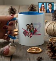 Kişiye Özel Karikatürlü Uçuyorum Aşkından Sevgiliye Hediye Kupa Bardak Sevgililer Günü Hediyesi