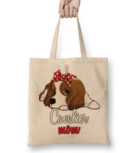 Cavalier King Charles Mom Cartoon Bez Çanta Uzun Saplı