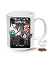 Matematik Öğretmeni Erkek Öğretmenler Günü Hediyesi İsimli Baskılı Porselen Kupa Bardak