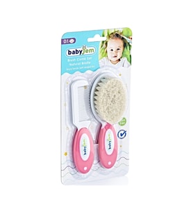 Babyjem Doğal Kıl Fırça Tarak Seti 519 Pembe