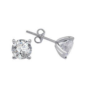 Beyaz Topaz Taşlı Modern Tektaş Küpe 0702E0032