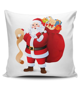 Noel Baba Temalı Dijital Baskılı Kırlent Kılıfı