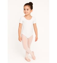 Kısa Kollu Full Lycra Coton Bale Mayosu-Çocuk (Beyaz)