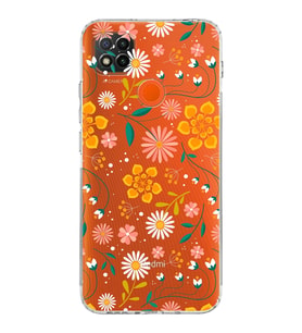 Xiaomi Redmi 10A  Kamera Korumalı Kapak Çiçek Tasarımlı Şeffaf  Kılıf