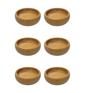 Lüks Bambu Çerez Seti – 6'lı Şık Yuvarlak Çerezlik Kase – 8 cm