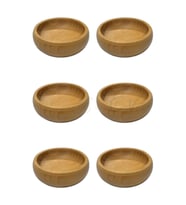 Lüks Bambu Çerez Seti – 6'lı Şık Yuvarlak Çerezlik Kase – 8 cm