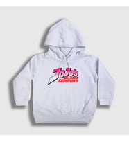 Presmono Unisex Çocuk Beyaz Logo Anime Jojo Kapüşonlu Sweatshirt 322659tt (Beyaz)