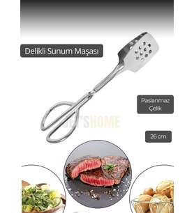 Salata Maşası Paslanmaz Çelik Maşa Delikli Barbekü Maşası 26 cm