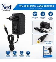 Next Nextstar Next YE-1210B 12V 1A Adaptör Plastik Kasa DC Uçlu Güç Adaptörü Kamera Modem Router Uyumlu