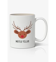Kişiye Özel Yılbaşı Mutlu Yıllar Geyik Christmas Temalı Beyaz Kupa Bardak Sevgiliye Arkadaşa Hediye