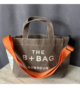 The B+Bag Bonhèur El ve Omuz Çantası Mumlu Kanvas Çanta (Kahve)