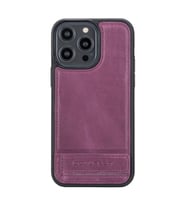 Bouletta Apple iPhone 14 Pro Max Uyumlu Deri Standlı Kapak CZ7 (Mor)