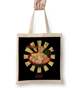 Ramen Retro Japanese Bez Çanta Uzun Saplı