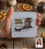 Kişiye Özel Karikatürlü Book Lover Bardak Altlığı Doğum Günü Hediyesi