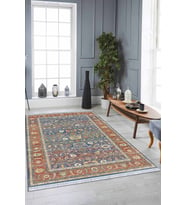 Çok Renkli Çerçeveli Dokuma Pamuk Taban Kaymaz Kilim KLM215