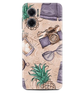 Xiaomi Redmi Note 11E Kılıf Resimli Desenli Baskılı Silikon Ananas Camera Glass 1357
