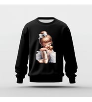 Tatlı Balerin Tasarım Baskılı Basic Sweatshirt (Siyah)