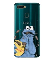Oppo A5S/AX7/A12 Uyumlu Susam Sokağı Kurabiye Canavarı Desenli Şeffaf Telefon Kılıfı