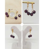 Doğaltaş Gold Çelik Küpe - Lal (Garnet-Granat) Taşı Kiraz Serisi (55664)