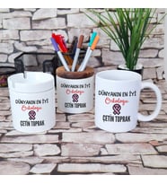 Dünyanın En İyi Onkoloğu Baskılı Onkolog Kalemlik Küllük Kupa Bardak Hediye Seti