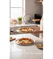 Paslanmaz Çelik Delikli Pizza Fırın Tepsisi Lahmacun Fırın Tepsisi 3'lü Set 28 32 36 Cm