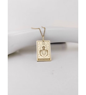 24 Ayar Has Altın Kaplama  Strength Tarot Gümüş Kolye