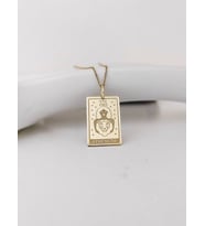 24 Ayar Has Altın Kaplama  Strength Tarot Gümüş Kolye