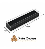 6x16x2,5 cm Asetat Kapaklı Tespih ve Takı Kutusu-Siyah (DEMONTE) (50 ADET)