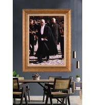 Altın Varaklı Çerçeveli Paspartulu Atatürk Tablo nh303 (Gold)