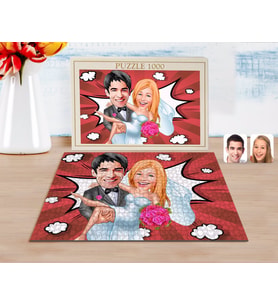 BK Gift Kişiye Özel Evleniyoruz Karikatürlü 1000 Parça Profesyonel Puzzle-9